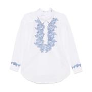 Ermanno Scervino Vit Button-Up Skjorta med Veckdetaljer White, Dam