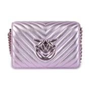 PINKO Mini Metal Love Click Väska Purple, Dam