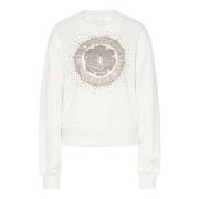 Guess Långärmad Kräm Peony Logo Sweatshirt White, Dam