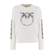 PINKO Sweatshirt med Love Birds brodyr White, Dam