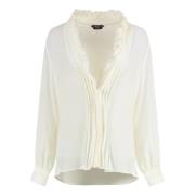 Tom Ford Ruffled Sidenskjorta White, Dam