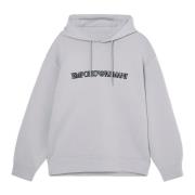 Emporio Armani Hoodie med logotyp och flocked profil Gray, Herr