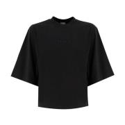 PINKO Kort bomullst-shirt med logotyp Black, Dam