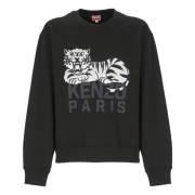 Kenzo Svart Bomulls Sweatshirt med Happy Tiger Black, Herr