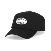 Kenzo Svart Bomull Baseballkeps med Logotyp Black, Herr