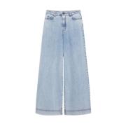 Max Mara Denim Jeans Vega Wide Leg Blue, Dam