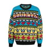 Dsquared2 Jacquard Crewneck Stickad Tröja Multicolor Logo Multicolor, ...