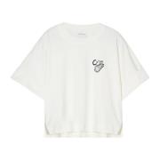 Closed Broderad Offwhite Bomull T-shirt White, Dam