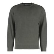 Paolo Pecora Räfflad crew-neck linne-bomullströja Green, Herr