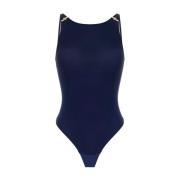 Elisabetta Franchi Marinblå Jersey Body Top Blue, Dam