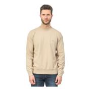 Hugo Boss Beige Bomullströja med Broderad Logotyp Beige, Herr