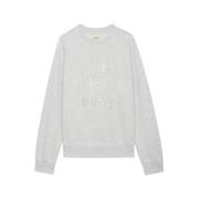 Zadig & Voltaire Grå Sweatshirt med 'Call Me Baby' Gray, Dam