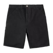 Carhartt Wip Svarta Denim Avslappnad Passform Arbets Shorts Black, Her...