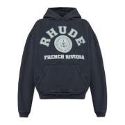 Rhude Logo Hoodie Gray, Herr