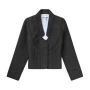 Munthe Quiltad Blazer med Eleganta Mönster Black, Dam