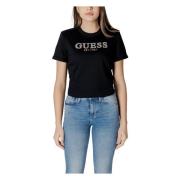 Guess Svart Bomull T-shirt med Korta ärmar Black, Dam