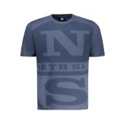 North Sails Blå Bomull Crew Neck T-shirt Blue, Herr