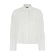 Semicouture Vit Spetsbroderad Klassisk Krage Skjorta White, Dam