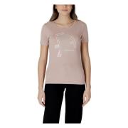 Emporio Armani EA7 Rosa Rund Hals T-shirt för Kvinnor Pink, Dam