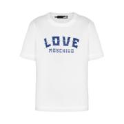 Moschino Logo Print Bomull T-shirt Kvinnor White, Dam