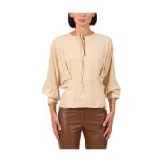 Semicouture Kräm Crepe de Chine Skjorta Beige, Dam