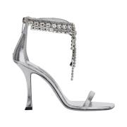 Jimmy Choo Metall Stiletto Sandaler i Grå Gray, Dam