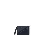 Fendi Jacquard FF Motif Läder Clutch Väska Blue, Herr