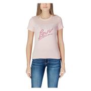 Guess Stiligt Tryck Bomull T-shirt Pink, Dam