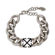 Off White Pil Silver Armband med Logodetalj Gray, Herr