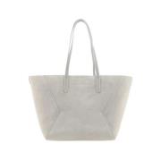 Brunello Cucinelli Geometrisk Panel Mocka Tote Väska Beige, Dam