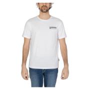 Napapijri Vit Tryckt Crew Neck T-shirt White, Herr