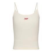 Tommy Jeans Elegant V-ringad Bomullstopp White, Dam