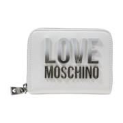 Love Moschino Stilren Tryckt Plånbok med Dragkedja White, Dam