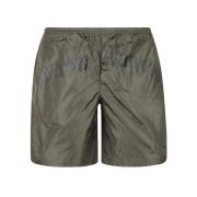 Palm Angels Militärgrön Logo Swimshorts Green, Herr