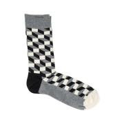 Happy Socks Optisk Illusion Bomullsstrumpor Gray, Herr