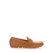 Pollini Bruna läderloafers med logoplakett Brown, Dam