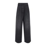 Golden Goose Wide Leg Denim Pants Gray, Dam