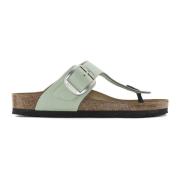 Birkenstock Gizeh Big Buckle Nubuck Lädertofflor Green, Dam