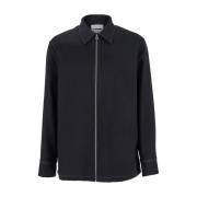 Jil Sander Svart Zip-Up Skjorta med Kontraststygn Black, Herr