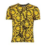 Versace Barocco Print Rund Hals T-shirt Yellow, Herr