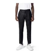 Antony Morato Svarta Linneblandade Veckade Byxor Black, Herr