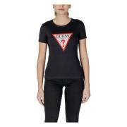 Guess Stilren Tryckt Bomullst-shirt Black, Dam