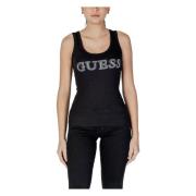 Guess Svart Ärmlös Tanktop med Rund Hals Black, Dam