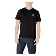 Emporio Armani EA7 Svart Bomull Rund Hals T-shirt Black, Herr