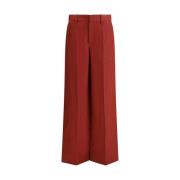 Brunello Cucinelli Stiliga Linne Palazzo Byxor med Fickor Red, Dam