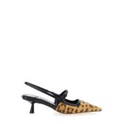 Jimmy Choo Leopard Motif Slingback Pumps Brun Läder Brown, Dam