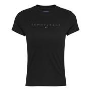 Tommy Jeans Svart Bomull Rund Hals T-shirt Black, Dam