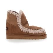 Mou Brun Mocka Eskimo Boots med Logo Patch Brown, Dam