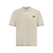 Ami Paris Räfflad Crew Neck Bomull T-shirt Beige, Herr