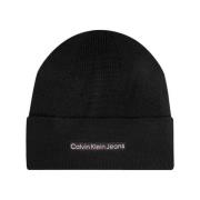 Calvin Klein Multifärgad Logo Beanie Mössa Black, Dam